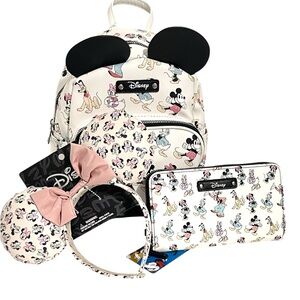 Disney Backpack, Headband and Wallet Set - Cream with Black and Pink